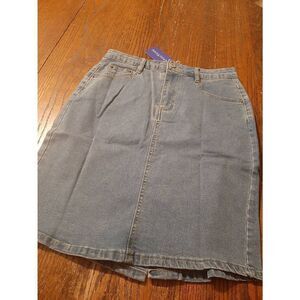 New Small ChouYaTou Blue Denim Blue Jean Rugged Wear 5 Pocket Pencil Skirt NWT